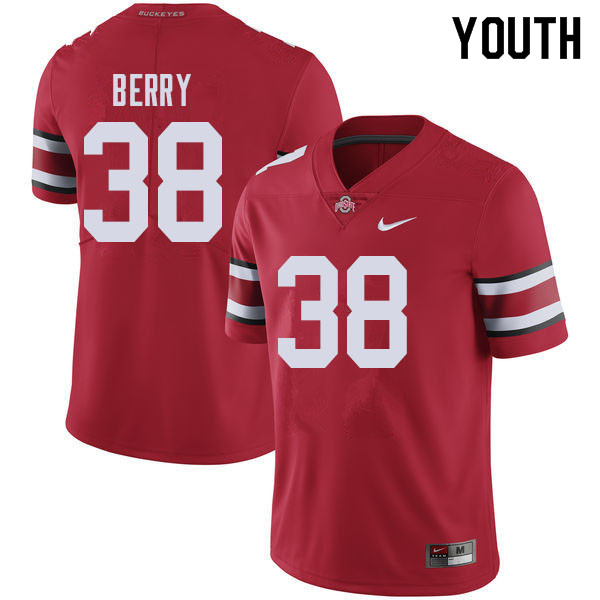 Ohio State Buckeyes Rashod Berry Youth #38 Red Authentic Stitched College Football Jersey